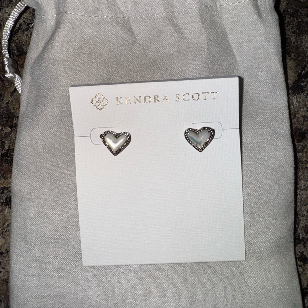 Kendra Scott Silver Heart Stud Earrings